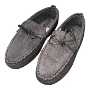 Dockers Moccasin Loafers Slippers Indoor Outdoor Sole Faux Suede Grey Size 11-12